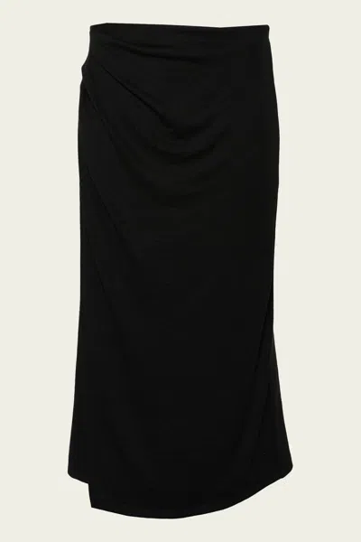 Vince Side Drape Knit Midi Skirt