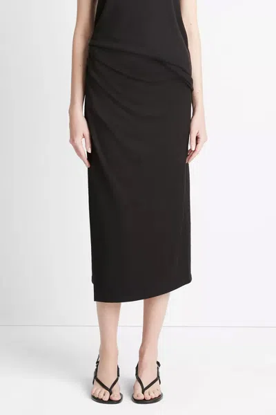 Vince Side Drape Knit Midi Skirt