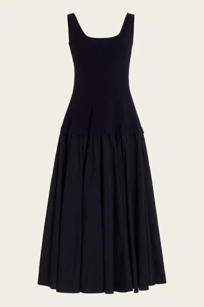 Simkhai Silas Drop-waist Knit-combo Midi Dress