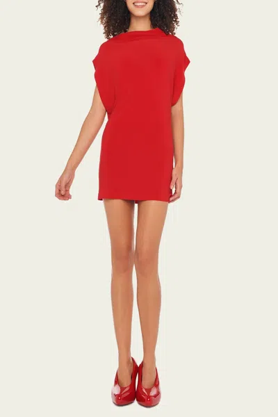 Shop Norma Kamali Sleeveless All-in-one Mini Dress In Tiger Red