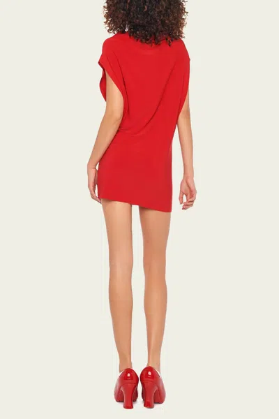 Shop Norma Kamali Sleeveless All-in-one Mini Dress In Tiger Red