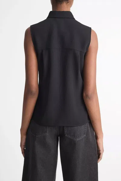 Vince Sleeveless Button-front Shirt In Black