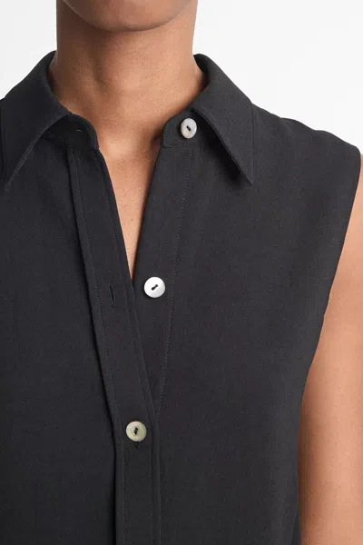 Vince Sleeveless Button-front Shirt In Black