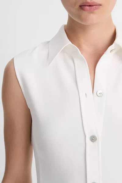 Vince Sleeveless Button-front Shirt In Off White