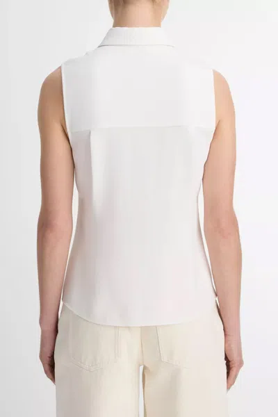 Vince Sleeveless Button-front Shirt In Off White