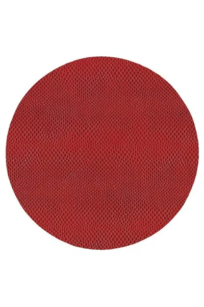 Caspari Snakeskin Felt-backed Placemat In Crimson