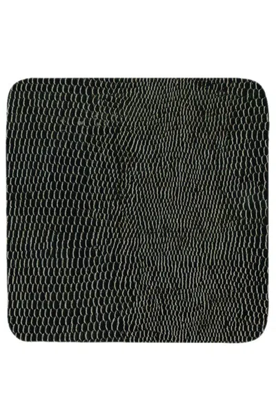 Caspari Square Lizard Coasters In Black