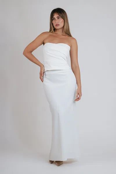 The Sei Strapless Pleat Top In Ivory Crepe