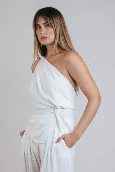 The Sei Twist Knot Top In Ivory Crepe