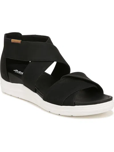 Dr. Scholl's Shoes Time Off Fun Womens Perforated Criss-cross Wedge Sandals In Black
