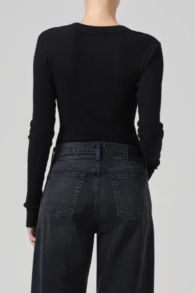 Citizen Of Humanity Varra Henley Tee Black