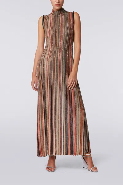 Missoni Sequin-embellished Striped Metallic Ribbed-knit Maxi Dress