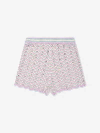 Zimmermann Girls Halliday Textured Knit Shorts In Multicoloured