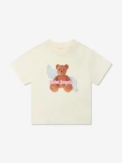 Palm Angels Girl's Bear Graphic Logo-print T-shirt In White