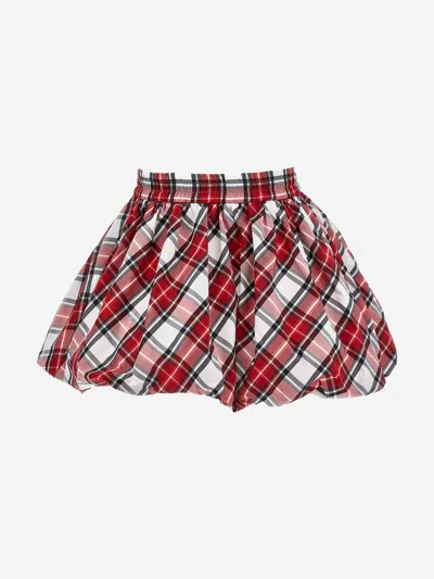 Monnalisa Tartan Taffeta Skirt In Red