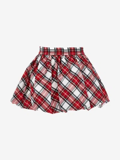 Monnalisa Tartan Taffeta Skirt In Red