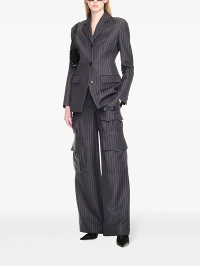 Off-white Pinstripe Jacket In Grey
