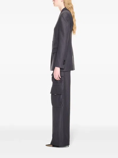 Off-white Pinstripe Jacket In Grey