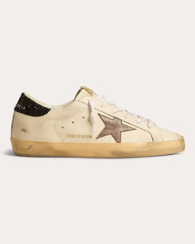 Golden Goose Super Star Sneaker In White/black Glitter Heel