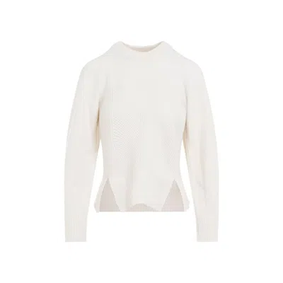 Alexander Mcqueen Chevron-knit Wool-blend Sweater In White
