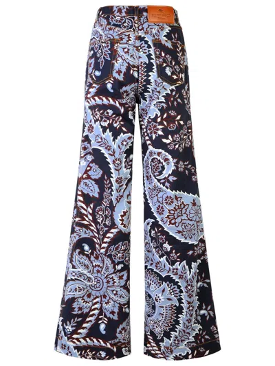 Shop Etro 'paisley' Blue Cotton Jeans