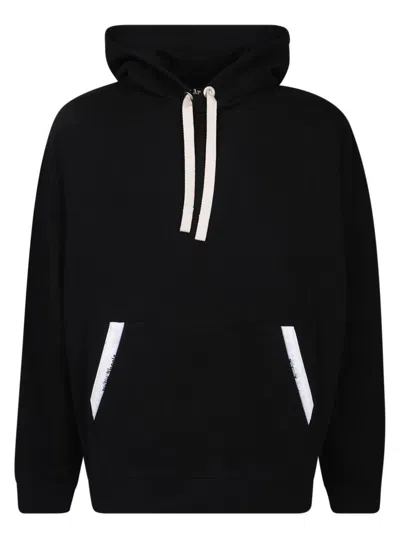 Palm Angels Relaxed-fit Cotton Hoodie With Contrasting Drawstrings In Black
