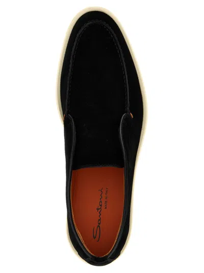 Santoni Midnight Blue Suede Digits Ankle Boots In Black