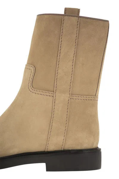 Tod's T Timeless-plaque Boots In Beige