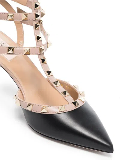 Valentino Garavani Two-tone Leather Rockstud Pumps In Black