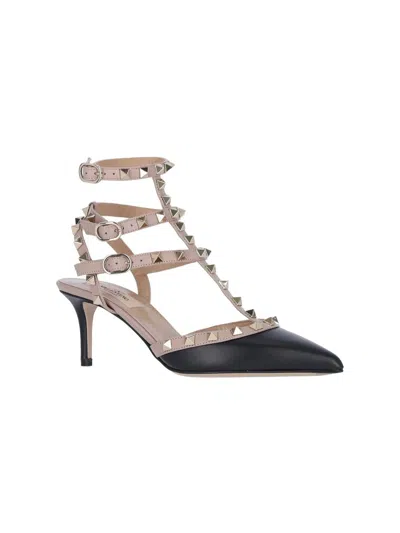 Valentino Garavani Two-tone Leather Rockstud Pumps In Black