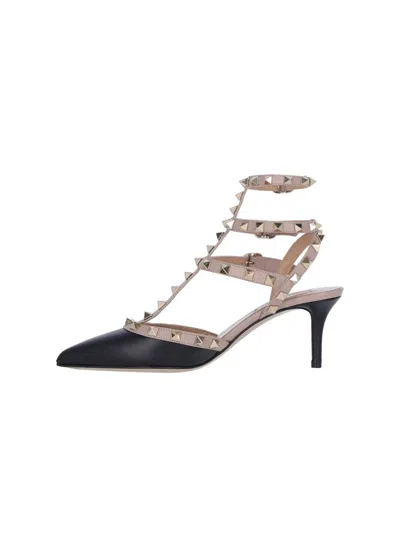 Valentino Garavani Two-tone Leather Rockstud Pumps In Black