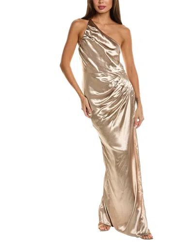 Aiifos Mira One-shoulder Gown In Gold