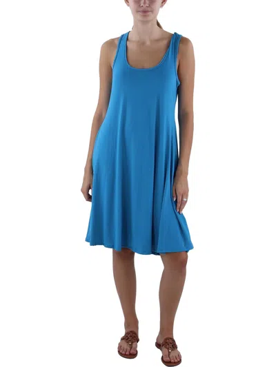 24seven Comfort Apparel Womens Scoop Neck Knee Length Midi Dress In Blue