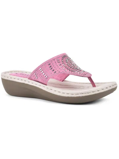Cliffs By White Mountain Womens Man Made Padded Insole Slide Sandals In Multi