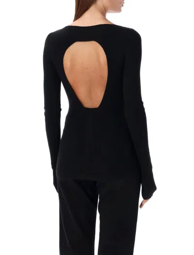 Rick Owens Black Boat Neck Top In Black