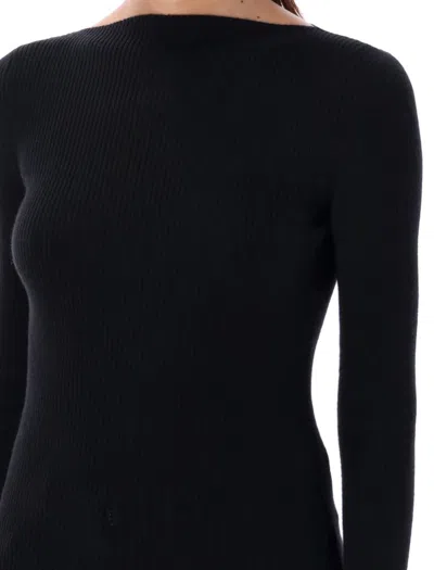 Rick Owens Black Boat Neck Top In Black