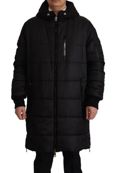 Dolce & Gabbana Elegant Black Hooded Parka Winter Jacket In Black