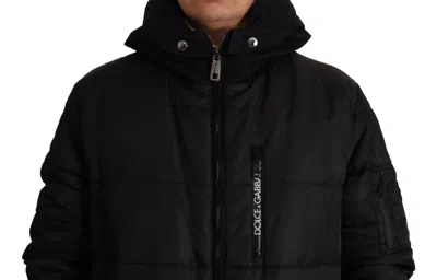 Dolce & Gabbana Elegant Black Hooded Parka Winter Jacket In Black