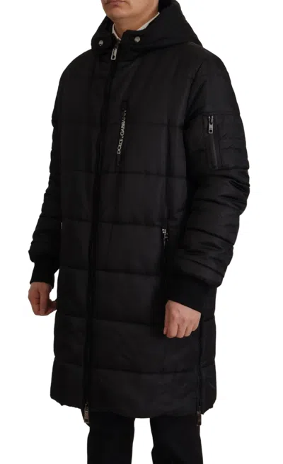 Dolce & Gabbana Elegant Black Hooded Parka Winter Jacket In Black