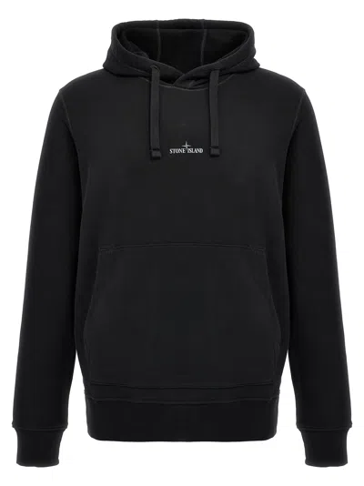 Shop Stone Island Logo Embroidery Hoodie Sweatshirt In Black