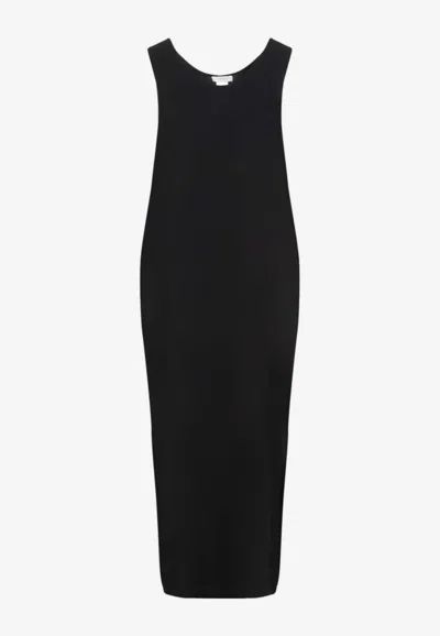The Row Sleeveless Midi Dress With Viscose-polyester Blend In Black
