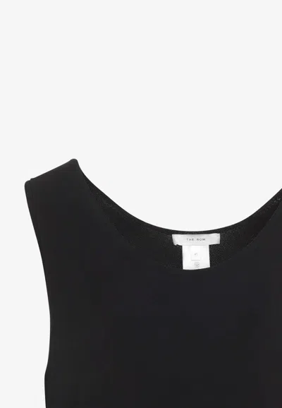The Row Sleeveless Midi Dress With Viscose-polyester Blend In Black