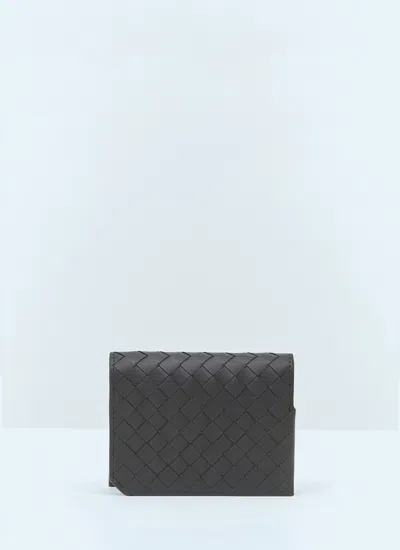 Bottega Veneta Men Intrecciato Piccolo Flap Cardholder In Black