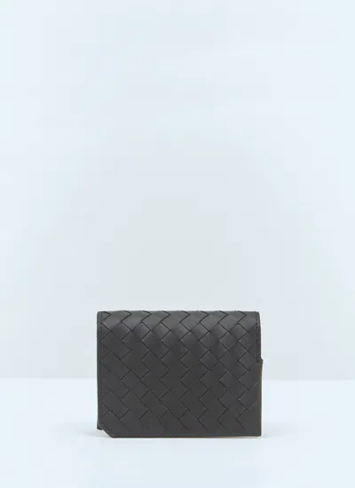 Bottega Veneta Men Intrecciato Piccolo Flap Cardholder In Black
