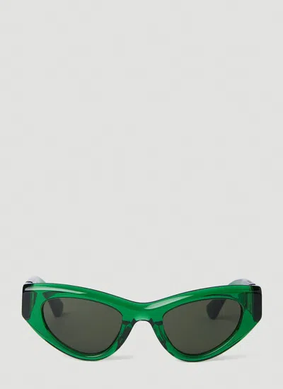 Bottega Veneta Inverted Triangle Acetate Cat-eye Sunglasses In Green