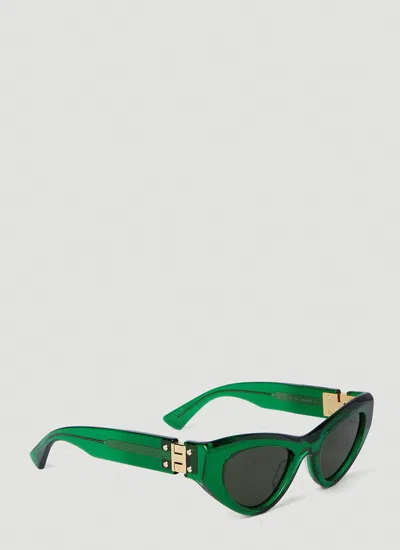 Bottega Veneta Inverted Triangle Acetate Cat-eye Sunglasses In Green