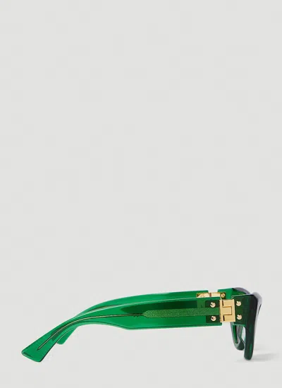 Bottega Veneta Inverted Triangle Acetate Cat-eye Sunglasses In Green