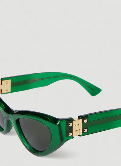 Bottega Veneta Inverted Triangle Acetate Cat-eye Sunglasses In Green