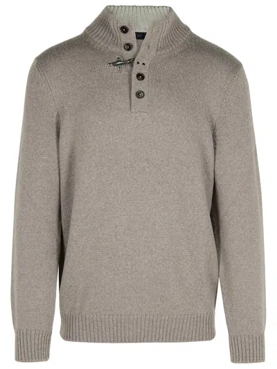 Fay Beige Virgin Wool Turtleneck Sweater Man In Cream