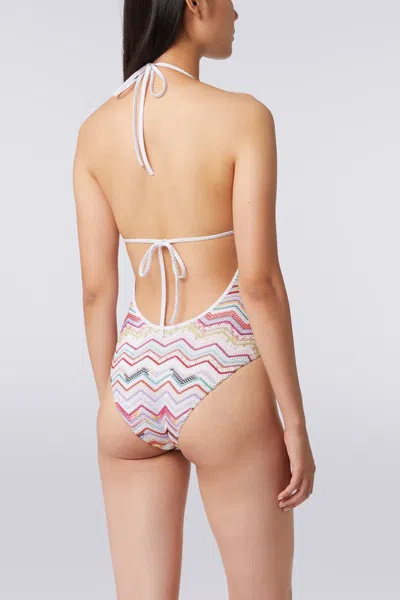 Missoni Multicolor One-piece Swimsuit With Zigzag Motif And Cut-out In Viscose Blend Woman